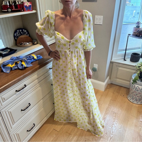 For Love And Lemons White and Yellow Polka Dot Dress - Picture 2 of 4